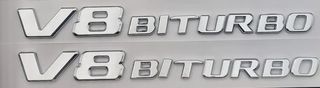 V8 BITURBO Letters Trunk Embl Badge Sticker for Mercedes Benz 63 AMG