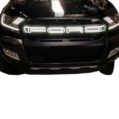 Μάσκα Για Ford Ranger T8 2019+ Wild Trak Φωτιζόμενη Μαύρο Ματ 