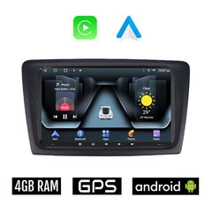 SKODA RAPID (2012 - 2020) Android 4GB οθόνη αυτοκίνητου με GPS WI-FI (ηχοσύστημα αφής 9" ιντσών OEM Youtube Playstore Apple Carplay Android Auto MP3 USB Radio Bluetooth Mirrorlink εργοστασιακή, 4