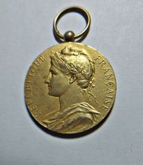 ΓΑΛΛΙΑ Επίχρυσο Μετάλλιο "Αξίας" Έτος : 1938 - Πολύ καλή κατάσταση