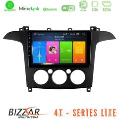 Bizzar 4T Series Ford S-Max 2006-2008 (manual A/C) 4Core Android12 2+32GB Navigation Multimedia Tablet 9″