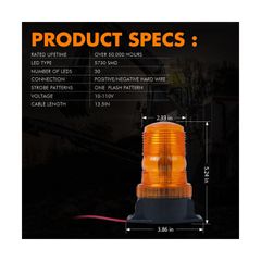 GloboStar® 85195 PRO Series Φάρος Ασφαλείας για Περονοφόρα - Κλαρκ - Αυτοκίνητα & Φορτηγά STROBE LED SMD 5730 40W DC 10-110V Αδιάβροχος IP65 Πορτοκαλί-thumb-10