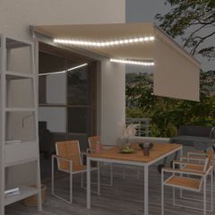 vidaXL Τέντα Αυτόματη με Σκίαστρο/LED/Αισθ. Ανέμου Κρεμ 4,5 x 3 μ.