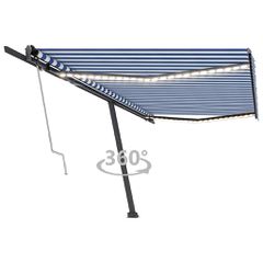 vidaXL Τέντα Αυτόματη με LED & Αισθ. Ανέμου Μπλε / Λευκό 500x350 εκ.