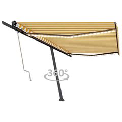 vidaXL Τέντα Αυτόματη με LED & Αισθ. Ανέμου Κίτρινο/Λευκό 500x350 εκ.