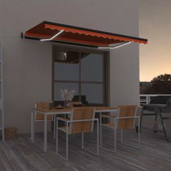 vidaXL Τέντα Αυτόματη με LED/Αισθητ. Ανέμου Πορτοκαλί/Καφέ 450x350 εκ.