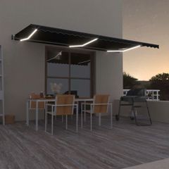 vidaXL Τέντα Αυτόματη με LED & Αισθητήρα Ανέμου Ανθρακί 600 x 350 εκ.