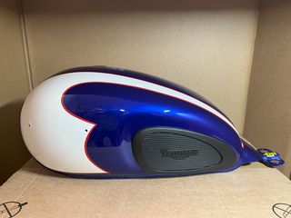 Triumph Bonneville fuel tank white/blue T2400390-JM