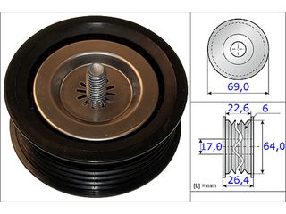 INA 532 0671 10 Τροχαλία παρέκκλισης, ιμάντας poly-V MERCEDES-BENZ *651 200 0670*