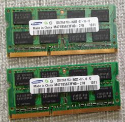 Μνήμη SAMSUNG 2Gb+2Gb DDR3 SODIMM 2Rx8 PC3-8500S-07-10-F2.