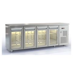 Ψυγείο πάγκος συντήρησης  με 4 Γυάλινες Πόρτες GN  Διαστάσεις: 220x60-70x87hcm