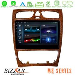 Bizzar M8 Series Mercedes C Class (W203) 8core Android12 4+32GB Navigation Multimedia 9" (Wooden Style)