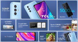 Smartphone TCL 30 SE 4gb/128gb, καινούριο, σφραγισμένο, εγγύηση επίσημης Ελληνικής αντιπροσωπείας, απόδειξη αγοράς μεγάλης Ελληνικής αλυσίδας, χρώματα μπλε και γκρι.