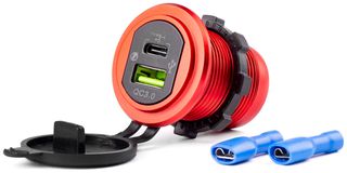 ΠΡΙΖΑ ΜΕ 2 ΘΥΡΕΣ USB ΚΑΙ ΚΑΠΑΚΙ ΚΟΚΚΙΝΗ 12/24V 5-12V 3.0A QUICK CHARGER MOD-09 AMIO -1 ΤΕΜ.