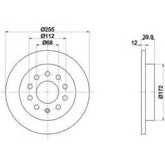 Δισκόπλακα οπίσθια 255x12 (ΚΑΙΝΟΥΡΓΙΑ) ,SEAT ,EXEO 2008-2013