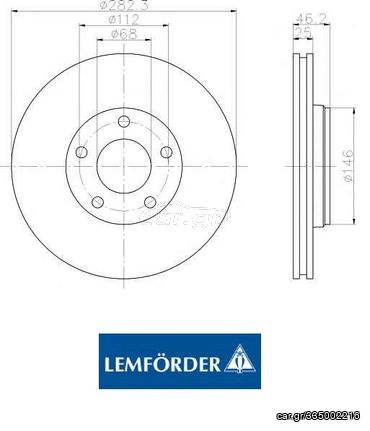 Δισκόπλακα εμπρόσθια 282x25 (ΚΑΙΝΟΥΡΓΙΑ) ,VOLKSWAGEN  ,PASSAT 97>00 .