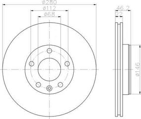 Δισκόπλακα εμπρόσθια 280x22 (ΚΑΙΝΟΥΡΓΙΑ) ,VOLKSWAGEN ,PASSAT 1997-2000