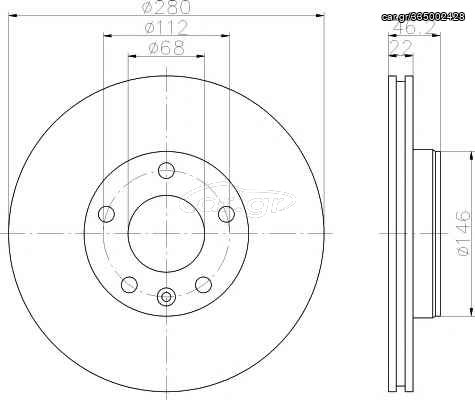 Δισκόπλακα εμπρόσθια 280x22 (ΚΑΙΝΟΥΡΓΙΑ) ,AUDI ,A4  1994-2008