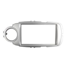 Πρόσοψη με καλωδίωση για TOYOTA YARIS (2011 - 2020) για οθόνη αυτοκίνητου ηχοσύστημα αφής 9" ιντσών OEM εργοστασιακή πλαίσιο canbus χειριστήρια τιμονιού φίσα φίσες φιλέτο, ασημί)