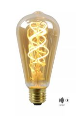 Lucide LED Λάμπα Filament E27 ST64 4W 2200K TWILIGHT SENSOR Amber - 49034/04/62