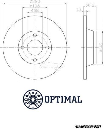 Δισκόπλακα εμπρόσθια 280x13 (ΚΑΙΝΟΥΡΓΙΑ) ,AUDI  80  92-96 