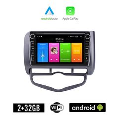 HONDA JAZZ (2002-2008) CLIMA Android οθόνη αυτοκίνητου 2GB με GPS WI-FI (ηχοσύστημα αφής 8" ιντσών Apple CarPlay Android Auto Car Play Youtube Playstore MP3 USB Radio Bluetooth Mirrorlink εργοστα