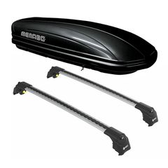 Μπάρες οροφής Turtle Air2 ασημί για Peugeot 3008 II/ 5008 II/ Volvo XC60 II σετ με μπαγκαζιέρα Menabo Mania 400 μαύρη