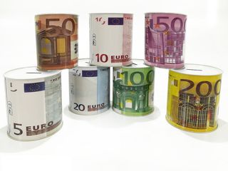 Κουμπαράς Μικρός Χαρτονομίσματα Ευρώ Μέταλλο