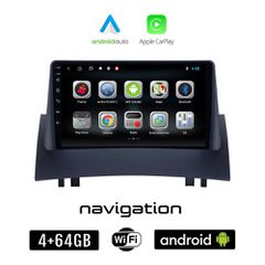 RENAULT MEGANE 2 (2002-2008) Android οθόνη αυτοκίνητου 4GB + 64GB με GPS WI-FI (ηχοσύστημα αφής 9" ιντσών OEM Android Auto Apple Carplay Youtube Playstore MP3 USB Radio Bluetooth Mirrorlink εργοστασια