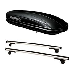 Μπάρες οροφής Hermes GS3 ασημί για Toyota Auris IΙ HTB 5D σετ με μπαγκαζιέρα Menabo Mania 400 μαύρη
