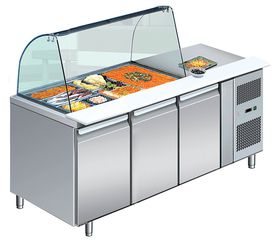 ΠΡΟΣΦΟΡΑ!!! KARAMCO GN4100SALGC-HC (223x70x85/136,5cm) Ψυγείο Πάγκος με Βιτρίνα 3xGN1/1 - +2/+8°C - 350Watt