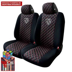 PEUGEOT ΚΑΛΥΜΜΑΤΑ ΤΕΧΝΟΔΕΡΜΑ CUBE ΜΑΥΡΟ - ΚΟΚΚΙΝΗ ΚΛΩΣΤΗ ME ΑΣΠΡΟ ΚΕΝΤΗΜΑ PEUGEOT ΣΕΤ 2ΤΜΧ