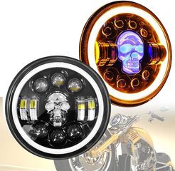 Led φανάρια 7 Inch LED Headlights DRL HiLo Beam 50W Halo Ring Amber Angel Eye 1224V harley ΤΕΜΑΧΙΟ