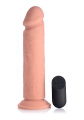 9 Inch Vibrating Remote Control Silicone Dildo - Flesh - Curve Toys