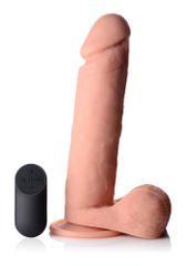 9 Inch Vibrating Remote Control Silicone Dildo with Balls - Flesh - Curve Toys
