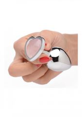 Gemstones Rose Quartz Heart Medium Anal Plug-thumb-1
