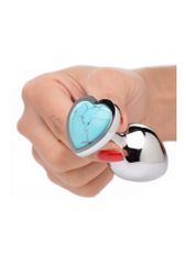Gemstones Turquoise Heart Medium Anal Plug-thumb-1