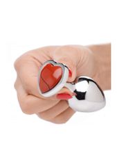 Gemstones Red Jasper Heart Medium Anal Plug-thumb-2
