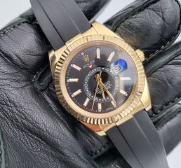 Rolex replica sky dweller gold rubber b