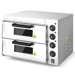 Φούρνος Πίτσας Ηλεκτρικός διπλός με πυρότουβλο πλάκας: 40 x 40 εκ. 220V Διαστάσεις: 56 x 57 x 44