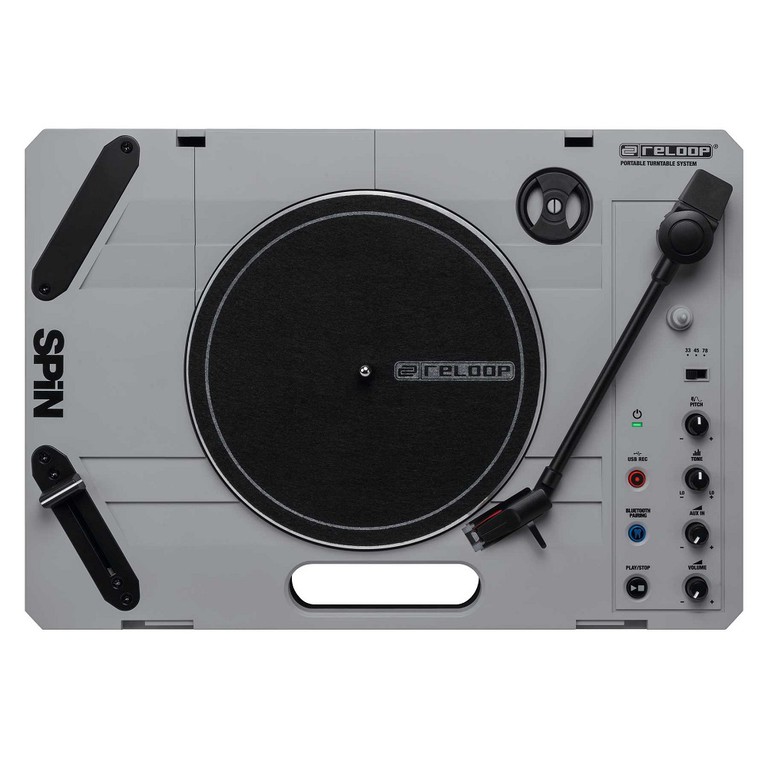 RELOOP Spin Turntable with Preamplifier and Built-in Speakers Gray - Reloop