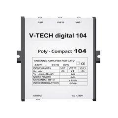 Κεντρικός ενισχυτής V-TECH DIGITAL 104 σε μεταλλικό σασί με ξεχωριστές εισόδους & ειδικές θωρακίσεις για εξάλειψη παρασίτων