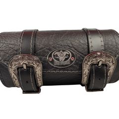 Δερμάτινη Εργαλειοθήκη Μοτοσικλετών Iron Horses Toolbag Universal Black with Floral Design Steel Belt Buckle Μαύρο με αγκράφα