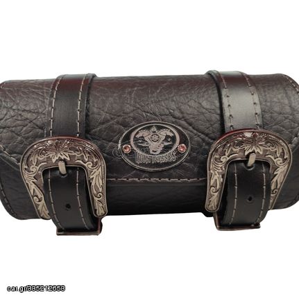 Δερμάτινη Εργαλειοθήκη Μοτοσικλετών Iron Horses Toolbag Universal Black with Floral Design Steel Belt Buckle Μαύρο με αγκράφα