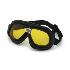 Bandit Γυαλιά / Μάσκα Αναβάτη Μοτοσυκλέτας Μαύρο Δέρμα με Κίτρινους Φακούς | Classic Goggles