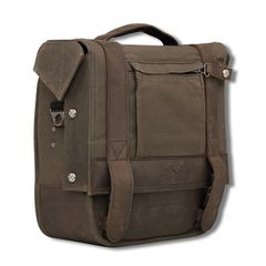 Πλαϊνή Βαλίτσα μοτοσικλέτας και ώμου Burly, Voyager saddlebag. Dark Oak canvas