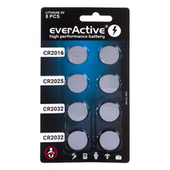 8 lithium battery set everActive 4 x CR2032, 2 x CR2025, 2 x CR2016