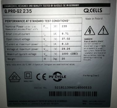 Q-Cells Q.Pro-G2 235W made in Germany