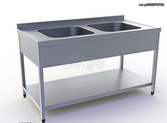 Λάντζα ανοιχτή με 2 γούρνες 50x50 cm, Διάσταση ---x70x85 cm
