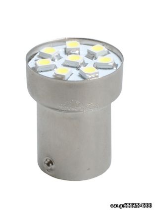 R5W/R10W 24V BA15s LED 8xSMD3528 ΚΟΚΚΙΝΟ (ΜΟΝΟΠΟΛΙΚΟ) HEAVY DUTY 1ΤΕΜ. M-TECH